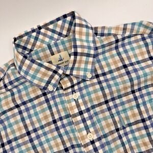 johnnie-O Hangin Out Men's Small Blue Plaid Button Down‎ Long Sleeve Shirt Light